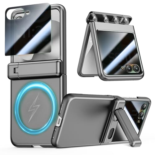 VEGO for Motorola Razr 2025/2024 Case, with Hinge Protection & Kickstand & Privacy Screen Protector, Slim Hard PC Protective Cover for Moto Razr 2025 - Gray