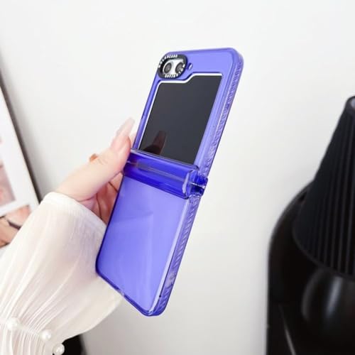 Accessoires Galaxy Z Flip 5 4 3 coque antichoc rigide pliable transparente bleue