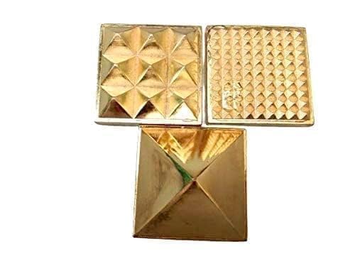 Hijet Metal Brass Golden Plated Pyramid Vastu Yantra Set of 3 Home Decor for Pooja, Antique Items God Prayer