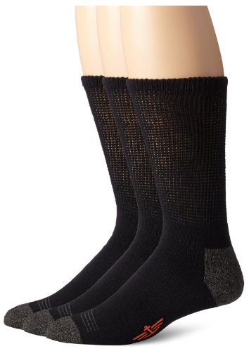 Dockers Men's 3-Pack Non-Binding Cushion Comfort Crew, Black, Shoe Size: 6-12