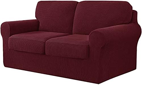 Sofa Cover Stretch Sofa Slipcover 2 Seater with 2 Backrest and 2 Seat Cushion Covers Separate Furniture Protector Loveseat Cover 145-178cm 5 PCS (Grey)