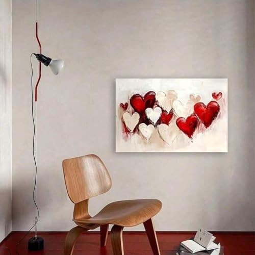 Toile imprimée cœur rouge décoration murale haut rendu coloré salon 50 x 70 cm - 3