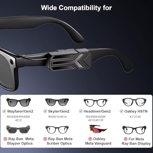 Image of YARENKA 2Pack Wearable Battery Pack Charger Compatible with Oakley Meta Smart Glasses Gen 1 & Gen 2, Ultra-Light Mini Power Bank Accessories for Wayfarer Headliner Skyler HSTN