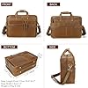 TIDING Mens Leather Briefcase 17 inch Laptop Shoulder Bag Vintage Large Capacity Business Travel Handbag for Work, Light Brown #2