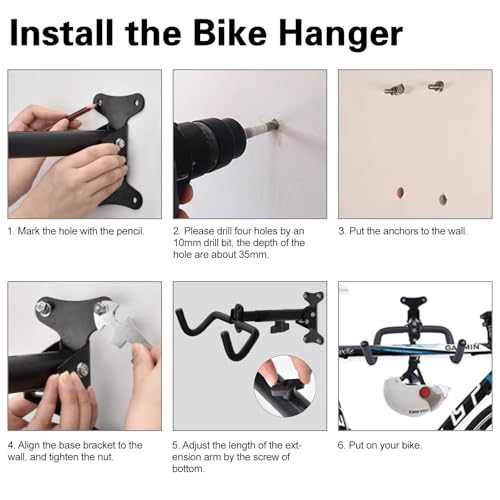 Image of HASTHIP Bicycle Wall Mount Stand, Heavy Duty BikeHanger for Home & Garage, Foldable Retractable Wall Mounted Rack Cycle Hanger Mount Rack for Indoor & Outdoor Storage Hanging Stand MTB Cycle