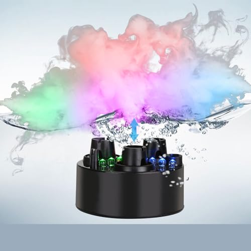 FITNATE 3 Kopf Ultraschall Nebler, Nebelmaschine, Kunststoff Ultraschall Vernebler, mit Ersatz Zerstäuberscheiben für Wasserfontäne Teich Aquarium Steingarten Waschbecken Halloween, 1500ml/H