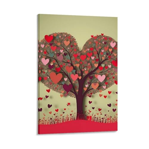 Toile murale arbre cœur 50x75 cm pour un salon esthétique