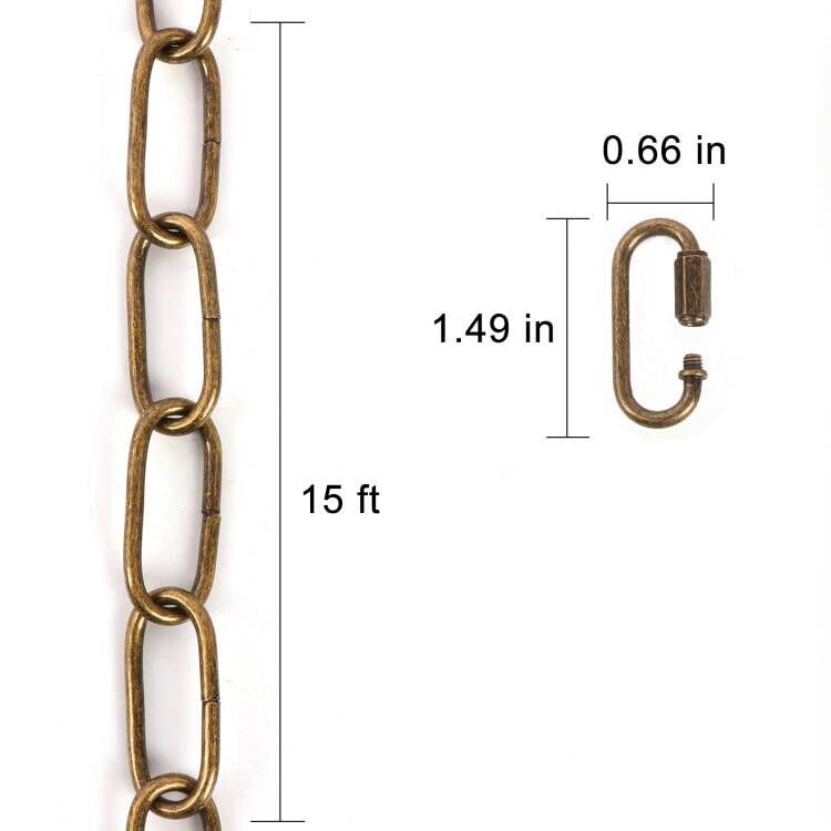 Image of Giluta Antique Bronze Pendant Light Fixture Chain Heavy Duty 15 Feet Chandelier Chain Hanging Extension for Fruit Basket Lantern Plant Supports to 65 lbs Maximum Weight