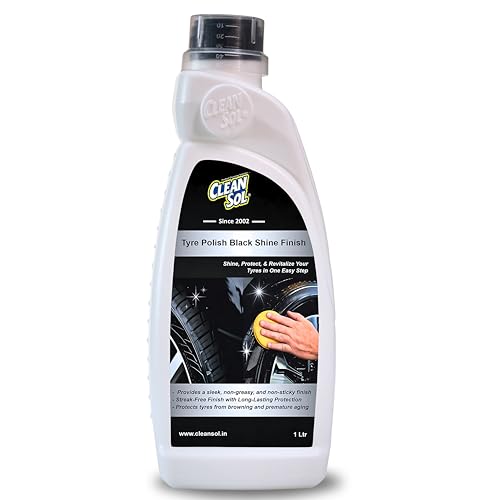 Image of Cleansol Tyre Polish Liquid for Car, Bike, Scooter & All Vehicles | High Gloss Black Shine Spray | Long-Lasting Water-Resistant Formula | 1 litre