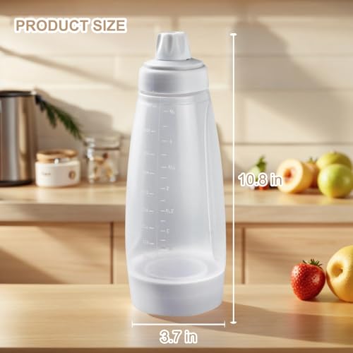 Pancake Batter Dispenser with Blender Balls,33 Oz Pancake Mixer Bottle,Batter Mixer,Kitchen Batter Squeezer Bottle with Graduated Lines and Sturdy Base for Cupcakes,Crepes,Muffins,Pancakes - Image 3