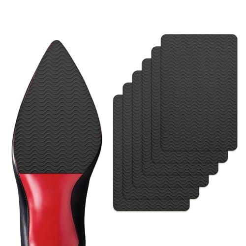 Schuhsohle Schutzgriffe – Welnove 6 Pcs Anti Rutsch Pads Schuhe für Damen-High-Heels – Selbstklebende Schuhsohlen-Anti-Rutsch-Griffe für Herren-Stiefel – Silikon-Schuhsohlenüberzüge (Black)