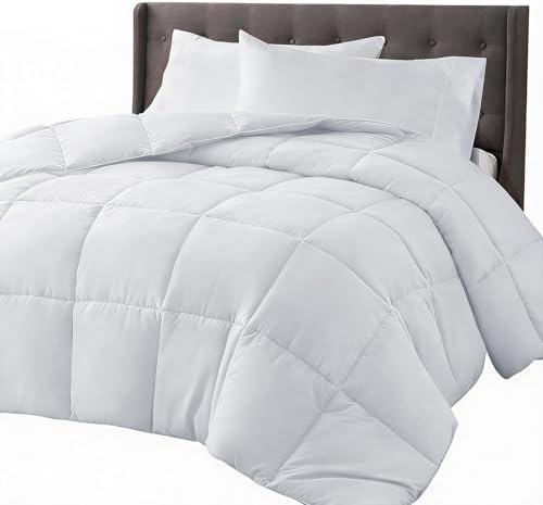 Image of COHOME Quilted Twin /Twin XL Comforter - All-Season Down Alternative Duvet Insert - Luxury Hotel Cooling Pure White Comforter with Anti-Clump Tech & 8 Tabs - Reversible (64 inchx88 inch)
