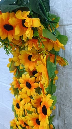 Image of Nutts Artificial Sunflower Creeper Garland for Decoration | Yellow Sunflower Hanging Floral | Wall, Door, Festival & Event Decor (2)