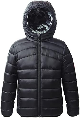 Rokka&Rolla Boys' Reversible Lightweight Puffer Jacket Hooded Water-Resistant Winter Coat