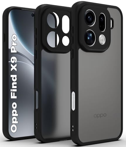 Image of RIGGEAR Shockproof Sleek Hybrid Armor Back Cover Case for Oppo Find X9 Pro 5G (Smoke Black Matte PC + Black TPU Bumper)
