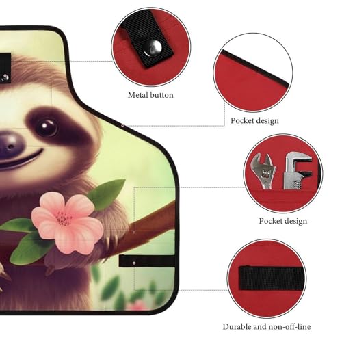 Cute Sloth Delantal con 8 Bolsillos Ajustable para Hombre miniatura 3