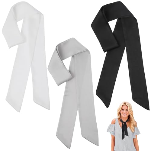 Abeillo 3 Stück Einfarbig Satin-Schal, Damen Seidentuch Seide Leicht...