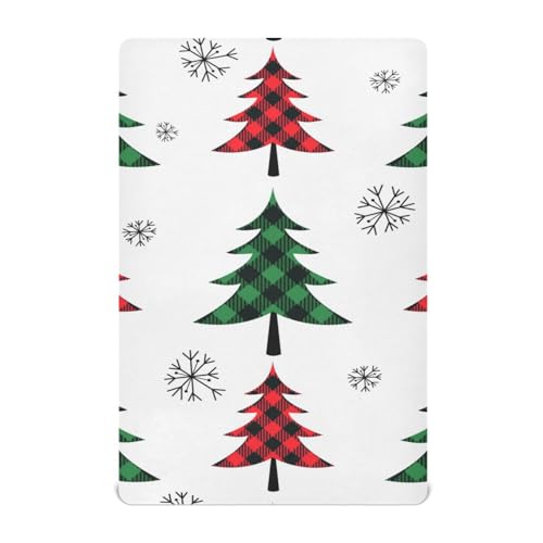 Moudou Christmas Tree Playard Sheet for Boy Girls, Soft Breathable Fitted Toddler Sheet for Standard Playard Bed Mattress, 39 x 27 x 5 Inch