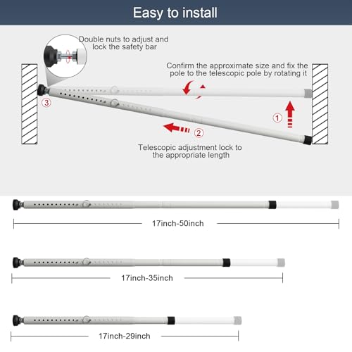 image for DIIG Sliding Door Security Bar，17.7-50.5inch Adjustable Locking Wind