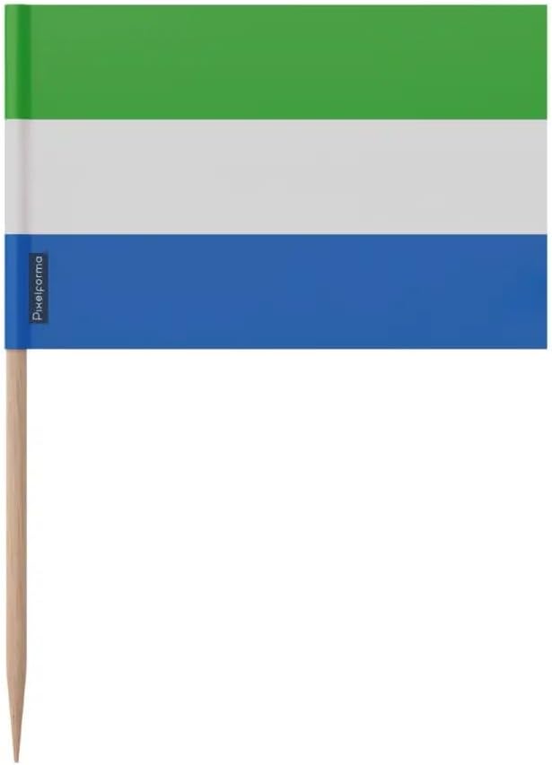 Sierra Leone Flag Toothpicks in Various Sizes 100 Pieces 8 cm