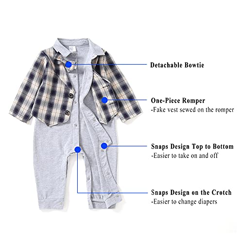 Image of Baby Boy Suit, One-Piece Romper & Vest & Beret & Bowtie (0-24 Months)