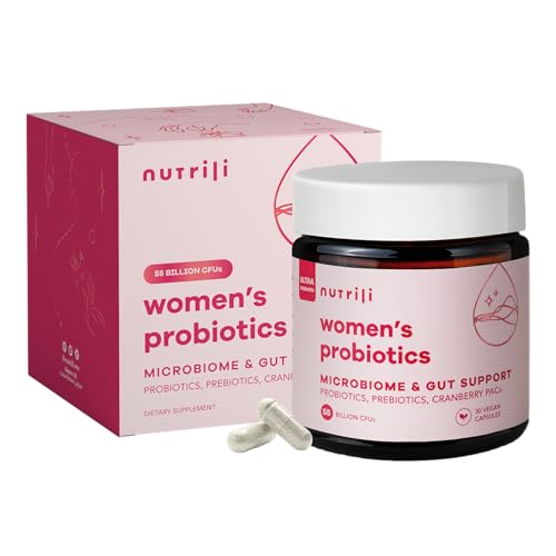 Nutrili Women Probiotics | Prebiotics 55 Billion CFUs 15 Probiotics Strains Cranberry & D-Manose | Digestion Vaginal & pH Balance