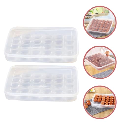 Caja de huevos apilable Housoutil de 30 huecos para nevera con tapa protectora, pack de 2 6
