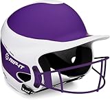 RIP-IT | Vision Pro Softball Batting Helmet with Face Mask | Matte | Two-Tone Purple S/M | Lightweight Women’s Sport Equipment