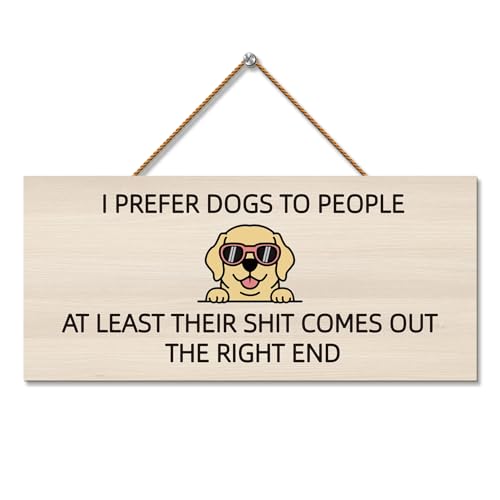 Secret Santa Gifts Dog Lover Wooden Signs 31×14 cm Dog Gifts for Women Men Dog Mum Dad Gifts for Dog Lovers Dog Owner Gifts from the Dog Walking Gifts (I PREFER DOGS TO PEOPLE)