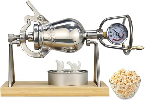 MáQuina Palomitas Alta PresióN, máQuina Palomitas Manual Acero Inoxidable con Manivela, Fiestas Halloween Y Navidad En Casa(360ml)