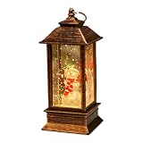 Cachpib Globos de nieve de Navidad, linternas de viento de Papá Noel, funcionan con pilas, cabina de teléfono, linterna festiva iluminada para decoración de Navidad (12 x 5 x 5 cm), linterna de viento