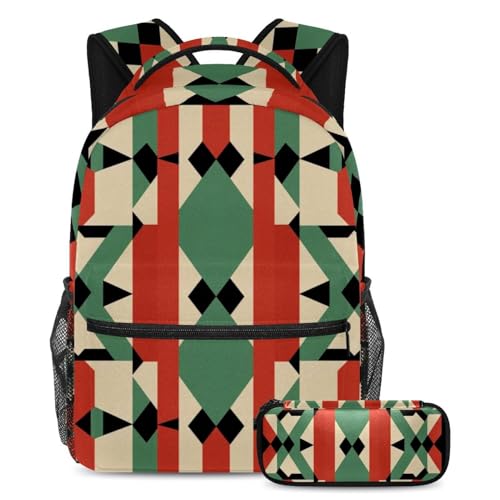 Cartable motif drapeau international 26 avec trousse assortie grand format pour fille et garçon