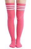 Abodhu Womens Thigh High Socks Extra Long, Over Knee Socks for Women, Striped Knit Long Tall Stockings, Cosplay Casual Socks