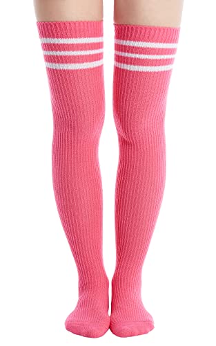 Image of Abodhu Womens Thigh High Socks, Over Knee Socks for Women, Striped Knit Long Tall Stockings, Cosplay Casual Socks