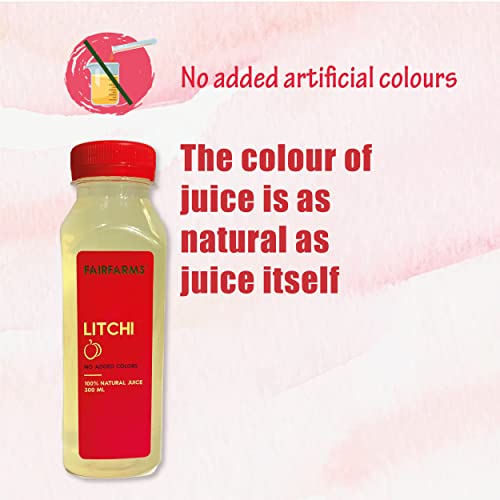 Image of Fairfarm Litchi Juice |No added colours, 0% Concentrate - Fresh and Tasty juice |Rich in Vitamin inchC inch & Fibre| FarmFresh - (Pack of 12 X 300ml)