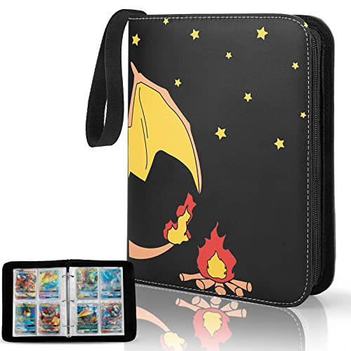 Étui Housse pour classeur carte Compatible pokemon, Classeur pour Cartes à Collectionner, Porte Carte à Collectionner 400 Cartes, Album Carte Classeur étanche Jeu de Rangement (Starry Black) Cover