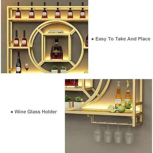 Support mural pour verres à vin et bouteilles de bar industriel 120 cm