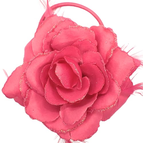 Topkids Accessories Rose Flower Hair Clip Hairband Floral Corsage Fascinator Hair Band Aligator Beak Grip for Women & Girls Wedding Prom Party Special Occasion (Soft Pink)
