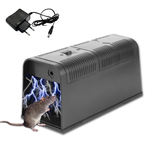 Elektrische Rattenfalle, Mausefalle Elektrisch, Extra Groß 5000V Elektrische Mausefalle, Elektronische Rattenfalle mit Adapter, Professionelle Mausefalle...