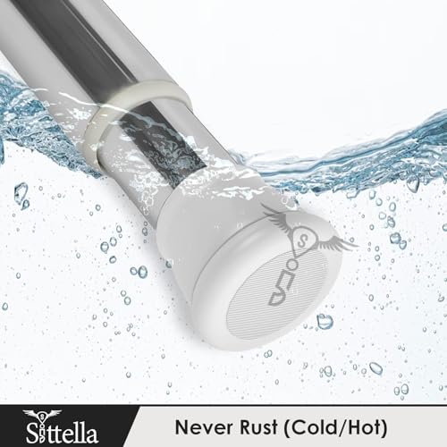 Image of SITTELLA (125Cm To 220Cm) Extendable Shower Curtain Tension Rod Non-Drilling Anti-Skid Spring Pull Rod -Stainless Steel, White-Silver