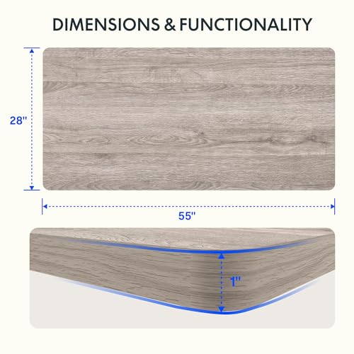 Image of FLEXISPOT EN2 Whole-Piece Standing Desk with Clamp Power Strip, 55 x 28 Electric Stand Up Height Adjustable Desk with Cable Management (White Frame + 55 inch Gray Wood Grain Top,2 Packages)