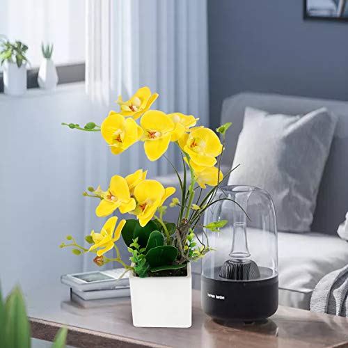 Yobansa Silk Orchid Bonsai Artificial Flowers With Flower Pots,Phalaenopsis Fake Orchid Flowers With Vase Arrangements For Home Decoration (Yellow) #TOP4