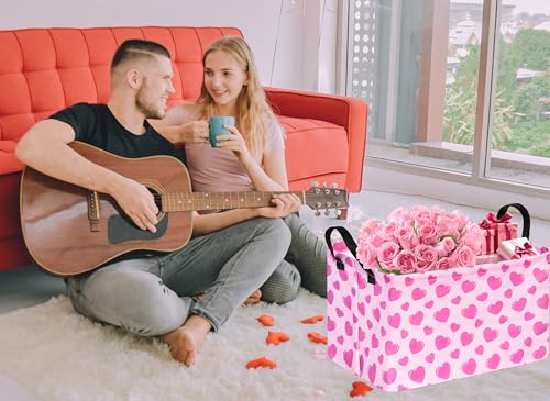 Image of Valentine's Day Storage Basket Baby Hamper Collapsible Organizer Bin Gifts Shelf Baskets for Room Decor