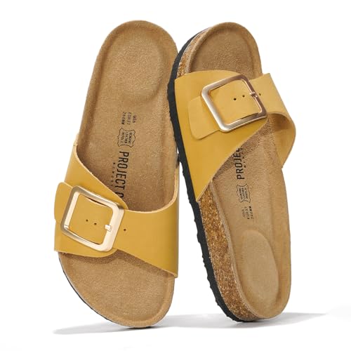 Image of Project Cloud 100% Genuine Leather Sandals Women Dressy Beach Essentials Slides for Women Footwear - Lightweight with Memory Foam Insole Sandals for Women 2026 - Womens Slides