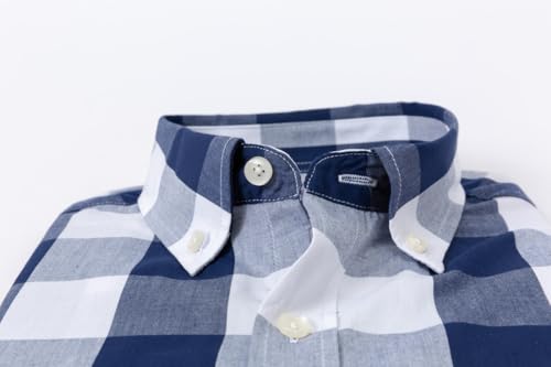 Men's Button Down Shirts Plaid Long Sleeve Dress Shirts Regular-Fit Casual Shirt3