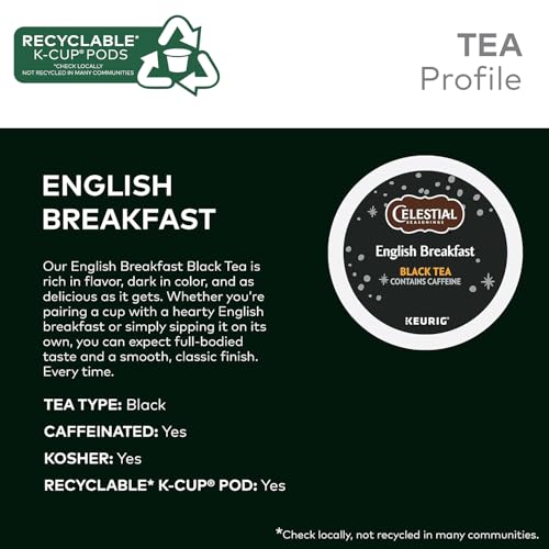 Celestial Seasonings English Breakfast Black Tea, Single-Serve Keurig K-Cup Pods, 24 Count