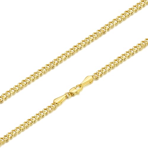 14K Gold Necklace for Women Golden Cuban Link Chain for Mens Necklace Chunky Necklaces for Women Gold Special Engraving and 3.7MM Width Golden Charm Necklaces for Men 16,18,20,22,24 Inches