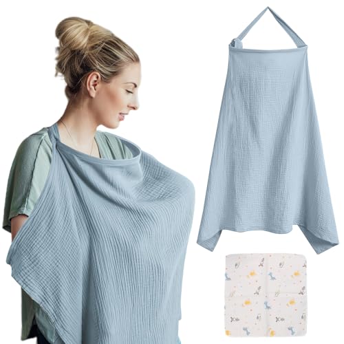 VEGCOO Copertura per l'allattamento al seno, sciarpa per l'allattamento al seno, con cinghie regolabili, 360 gradi, copertura totale, confortevole e traspirante, mantello per allattamento al seno con