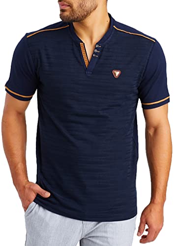 Leif Nelson T-Shirt Herren Sommer V-Kragen Baumwolle-Anteil Basic Männer Shirt Jungen Kurzarmshirt Kurzarm Sleeve LN55740 Blau Größe L Cover