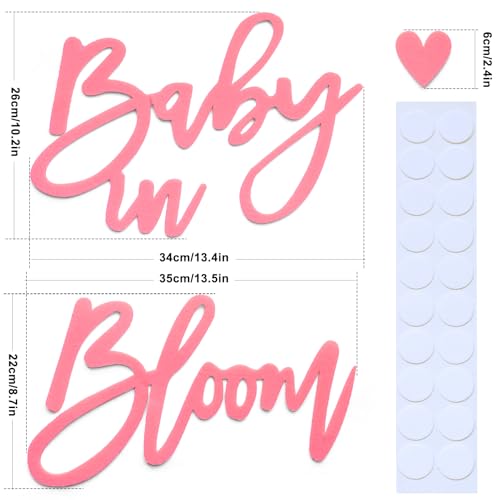 Image of Baby in Bloom Sign for Baby Shower Backdrop - Pink Baby in Bloom Felt Letter Large Banner Sign for Gender Reveal Party He or She Boys and Girls Baby Shower 1st Birthday Event Wall Photo Props Decor